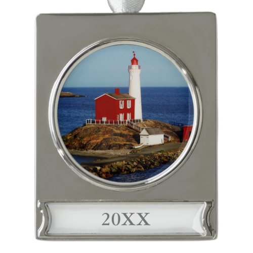 Fisgard Lighthouse Silver Plated Banner Ornament