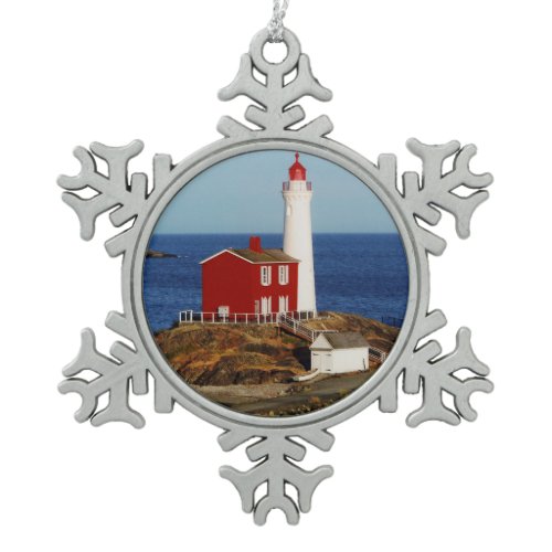 Fisgard Lighthouse Snowflake Pewter Christmas Ornament