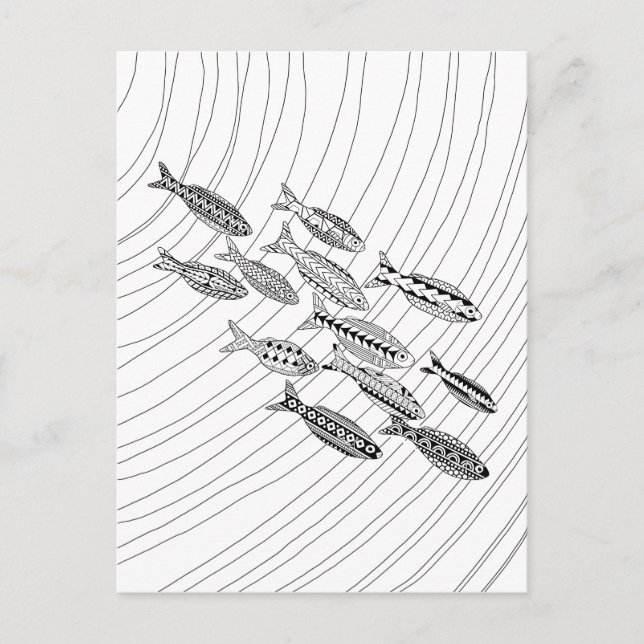 Fish Adult Coloring Postcard (Front)
