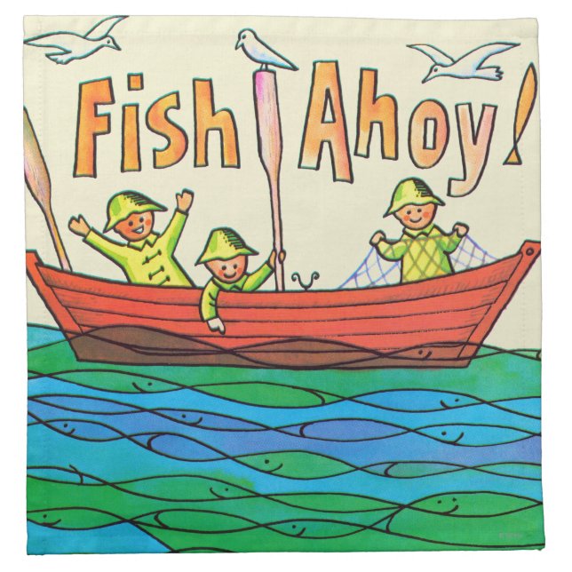 Fish Ahoy! Cloth Napkin (Front)