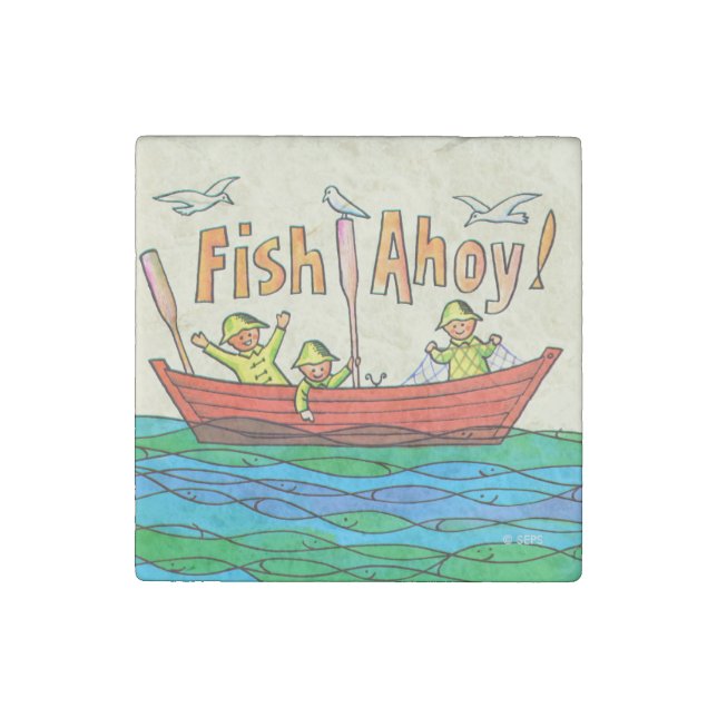 Fish Ahoy! Stone Magnet (Front)