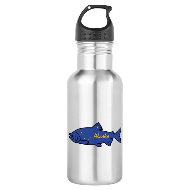 Fish Alaska Salmon Stainless Steel Water Bottle (Front)