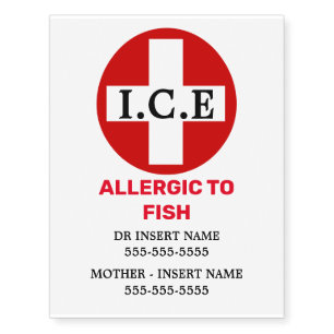 Fish allergy DIY allergies family kids Temporary Tattoos