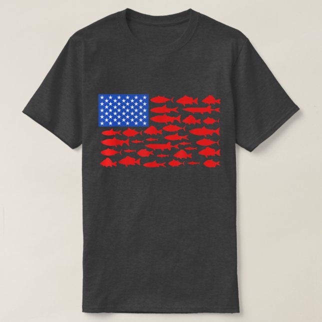 Fish American Flag Fishing 4th of July Men Women M T-Shirt (Design Front)