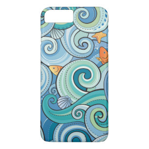 Fish Among The Waves Pattern iPhone 8 Plus/7 Plus Case