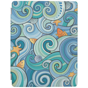 Fish Among The Waves Pattern iPad Smart Cover