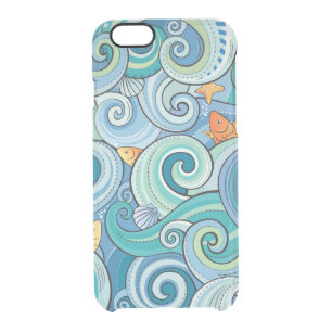 Fish Among The Waves Pattern Clear iPhone 6/6S Case