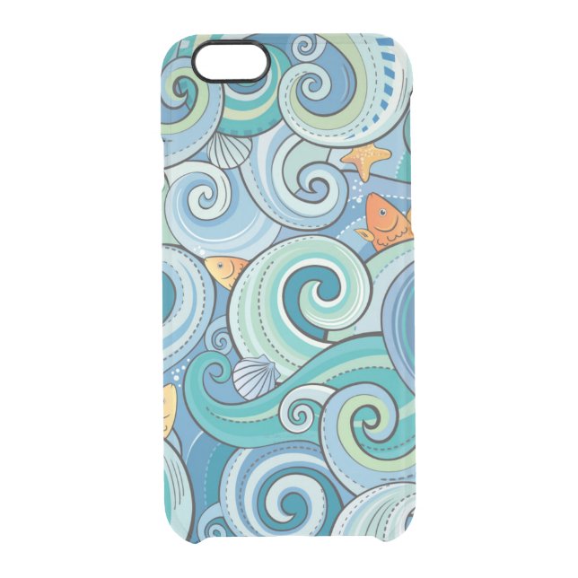 Fish Among The Waves Pattern Uncommon iPhone Case (Back)