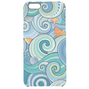 Fish Among The Waves Pattern Clear iPhone 6 Plus Case