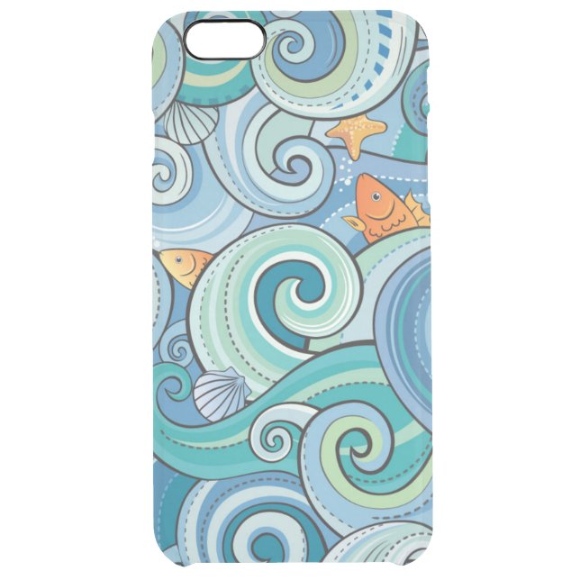Fish Among The Waves Pattern Uncommon iPhone Case (Back)