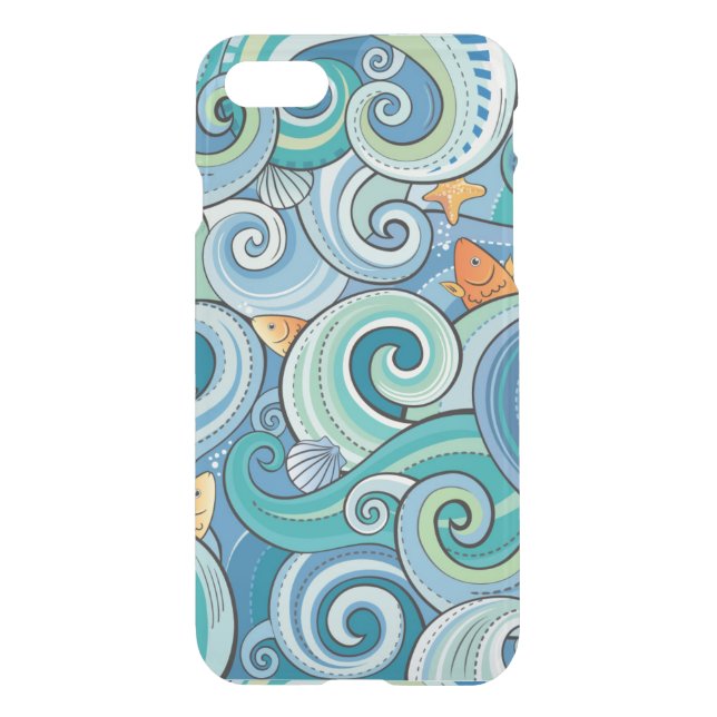 Fish Among The Waves Pattern Uncommon iPhone Case (Back)