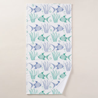 Fish and algae bath towel