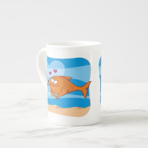 Fish and Bait in Love Bone China Mug