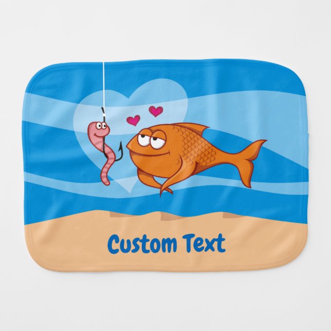 Fish and Bait in Love Burp Cloth (Front Horizontal)