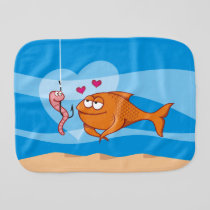 Fish and Bait in Love Burp Cloth