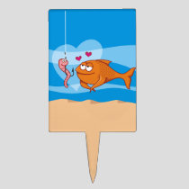 Fish and Bait in Love Cake Topper