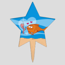 Fish and Bait in Love Cake Topper