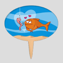 Fish and Bait in Love Cake Topper