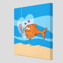 Fish and Bait in Love Canvas Print