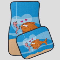 Fish and Bait in Love Car Floor Mat
