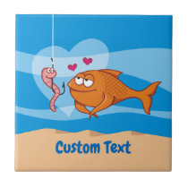 Fish and Bait in Love Ceramic Tile