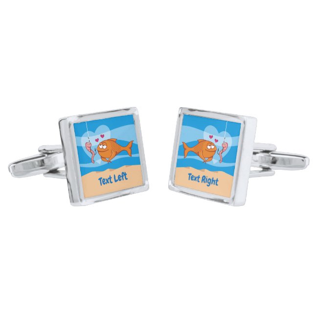 Fish and Bait in Love Cufflinks (Angled)