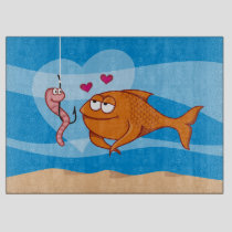 Fish and Bait in Love Cutting Board