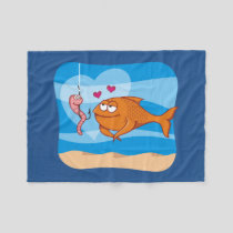 Fish and Bait in Love Fleece Blanket