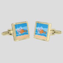 Fish and Bait in Love Gold Cufflinks