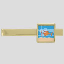 Fish and Bait in Love Gold Finish Tie Clip