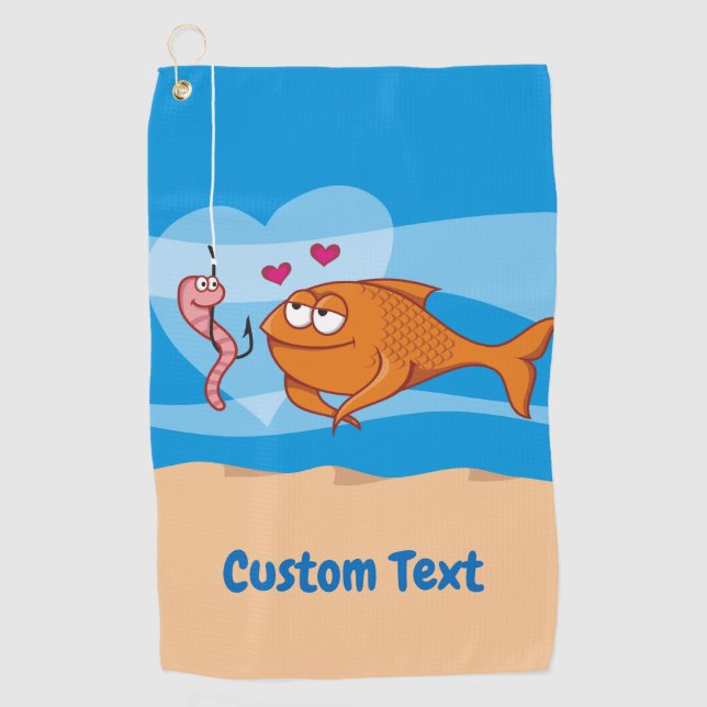 Fish and Bait in Love Golf Towel (Front)