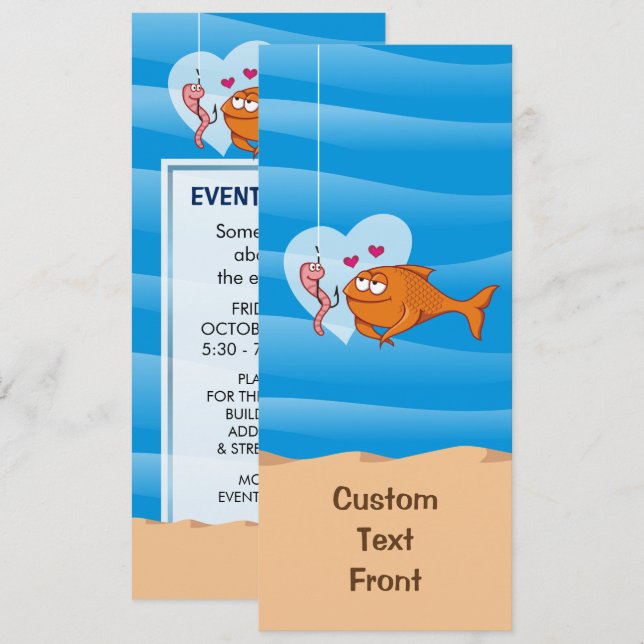 Fish and Bait in Love Invitation (Front/Back)