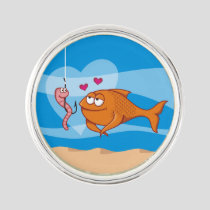 Fish and Bait in Love Lapel Pin