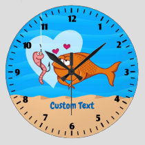 Fish and Bait in Love Large Clock