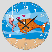 Fish and Bait in Love Large Clock