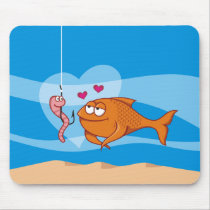 Fish and Bait in Love Mouse Pad