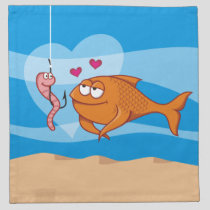 Fish and Bait in Love Napkin