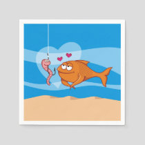 Fish and Bait in Love Napkins