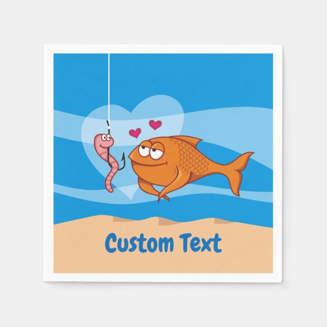 Fish and Bait in Love Napkins (Front)