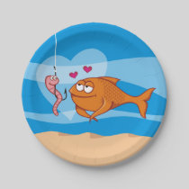 Fish and Bait in Love Paper Plate