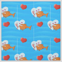 Fish and Bait in Love Pattern Fabric