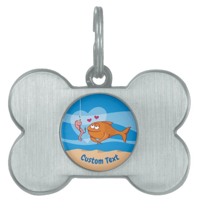 Fish and Bait in Love Pet Name Tag (Front)