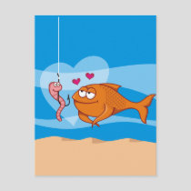 Fish and Bait in Love Postcard