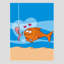 Fish and Bait in Love Postcard