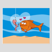 Fish and Bait in Love Postcard