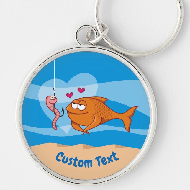 Fish and Bait in Love Premium Round Keychain (Front)