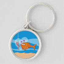 Fish and Bait in Love Premium Round Keychain