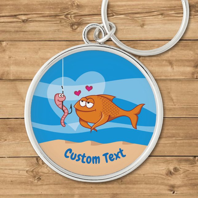 Fish and Bait in Love Premium Round Keychain (Creator Uploaded)