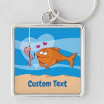 Fish and Bait in Love Premium Square Keychain