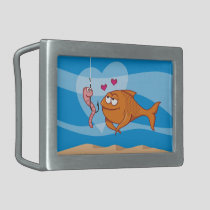 Fish and Bait in Love Rectangular Belt Buckle